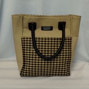 Longaberger Tan and Black Checkered Tote
